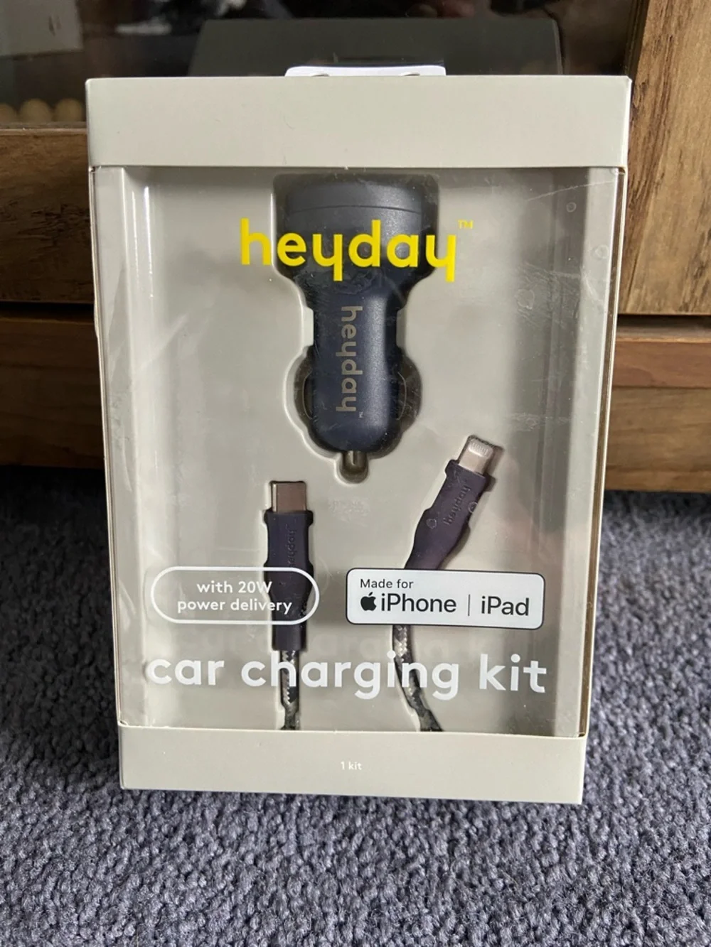 heyday Black Car Charging Kit with Dual Cables and 20W PD